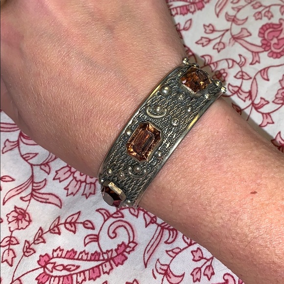 Vintage Alpaca silver rhinestone bracelet - Picture 6 of 6